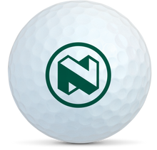 Load image into Gallery viewer, White golf ball with green geometric logo printed on the front side Customised Golf Balls
