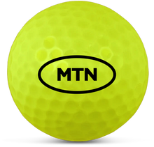 Load image into Gallery viewer, Yellow MTN branded Customised Golf Balls with dimpled surface for improved flight and control