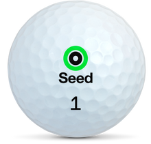 Load image into Gallery viewer, Seed Golf SD02 white golf ball with green and black logo and number 1 printed on it