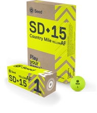 Load image into Gallery viewer, Seed Golf SD 15 Country Mile Yellow AF golf balls with bright yellow packaging from South Africa Best value premium distance golf ball