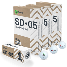 Load image into Gallery viewer, Seed SD-05 personalised golf balls packaging with golf balls on a white background