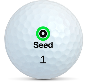 Seed Golf SD-15 white golf ball with green and black logo and number 1 printed