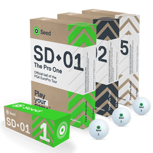 Load image into Gallery viewer, Seed SD-01, Seed SD-02, Seed SD-05 golf balls packaging with golf balls on a white background
