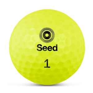 Seed Golf SD01 yellowAF golf ball with logo and number 1, best value tour golf ball for performance