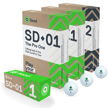 Load image into Gallery viewer, Seed Golf SD 01 Premium Tour golf ball bundle with three boxes and white golf balls from South Africa
